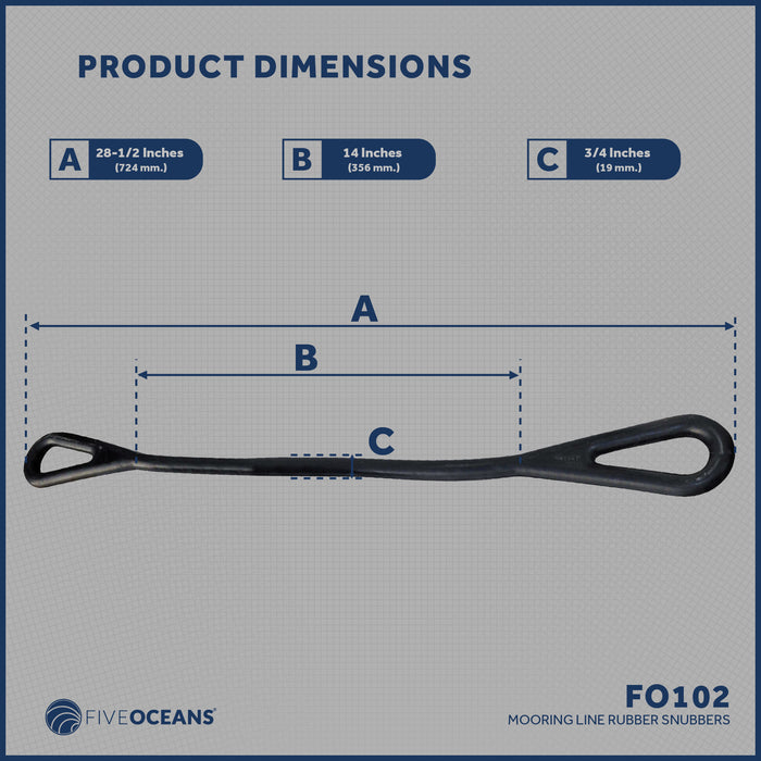 Boat Rubber Mooring Snubber, 28-1/2" x 3/4" - FO102 - Five Oceans