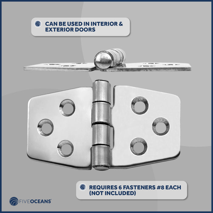 3" x 1-9/16" Door Hinge, 316 Stainless Steel - FO628 - Five Oceans