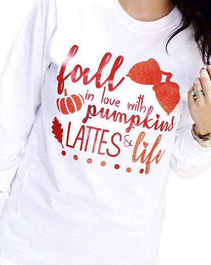 Fall in Love with Pumpkins Lattes and Life Long Sleeve Shirt
