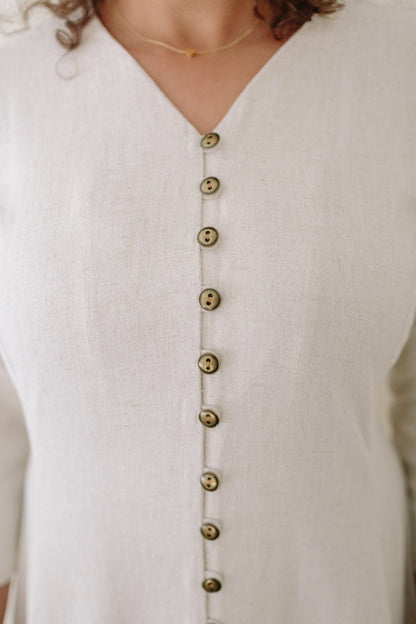 Fiona Dress in Oat Linen