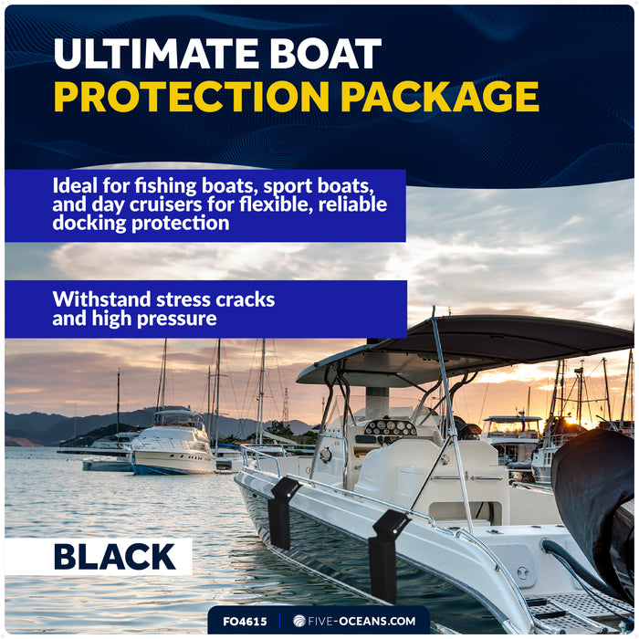 Flat Boat Fender 24" x 6-7/8" x 2-1/2", Black, 2-Pack - FO4615 - Five Oceans