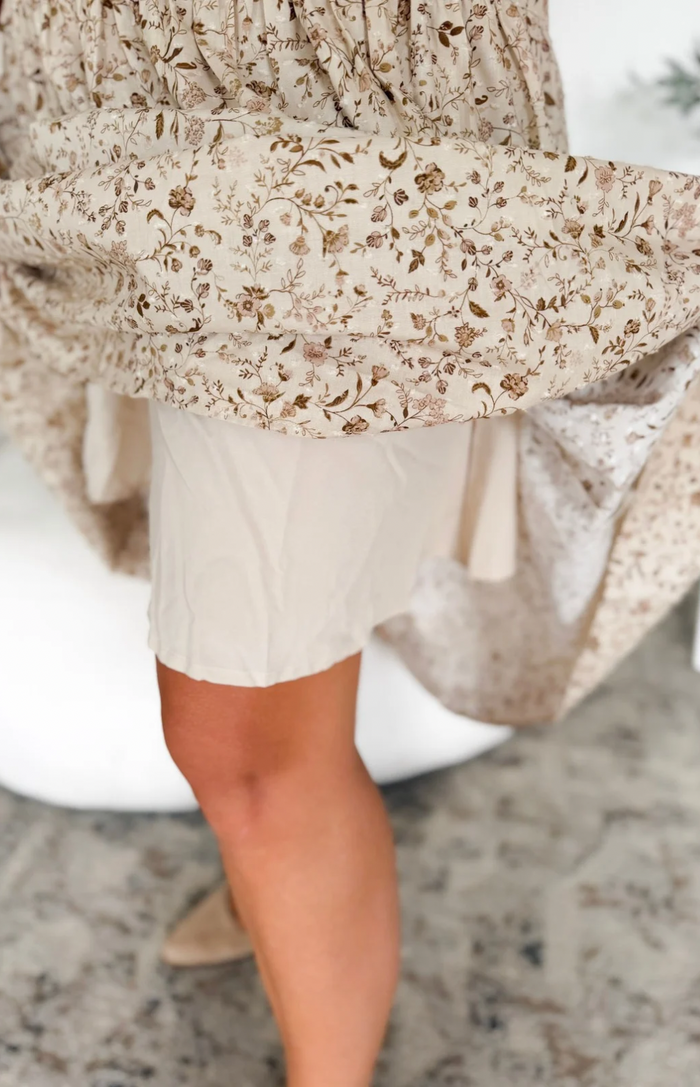 Floral Smocked Puff Sleeve Midi Dress