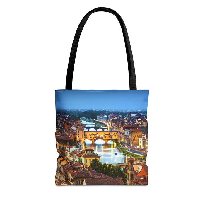 Florence II Cityscape Tote Bag — Ponte Vecchio Nightscape All-Over Print