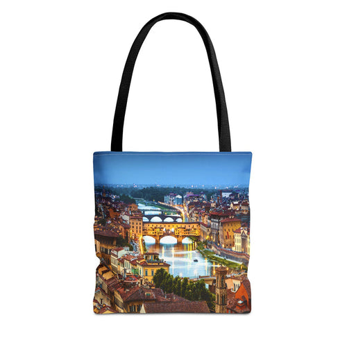 Florence II Cityscape Tote Bag — Ponte Vecchio Nightscape All-Over Print