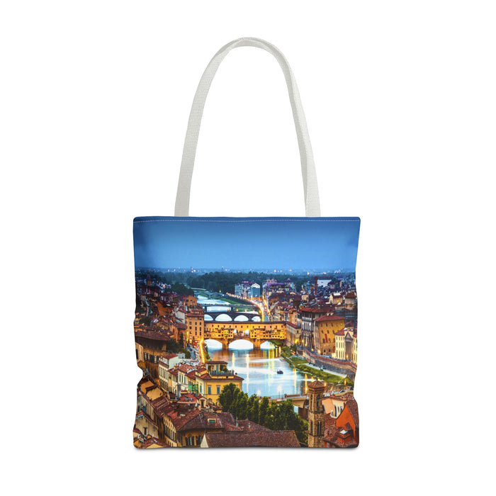 Florence II Cityscape Tote Bag — Ponte Vecchio Nightscape All-Over Print