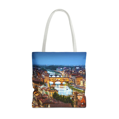 Florence II Cityscape Tote Bag — Ponte Vecchio Nightscape All-Over Print