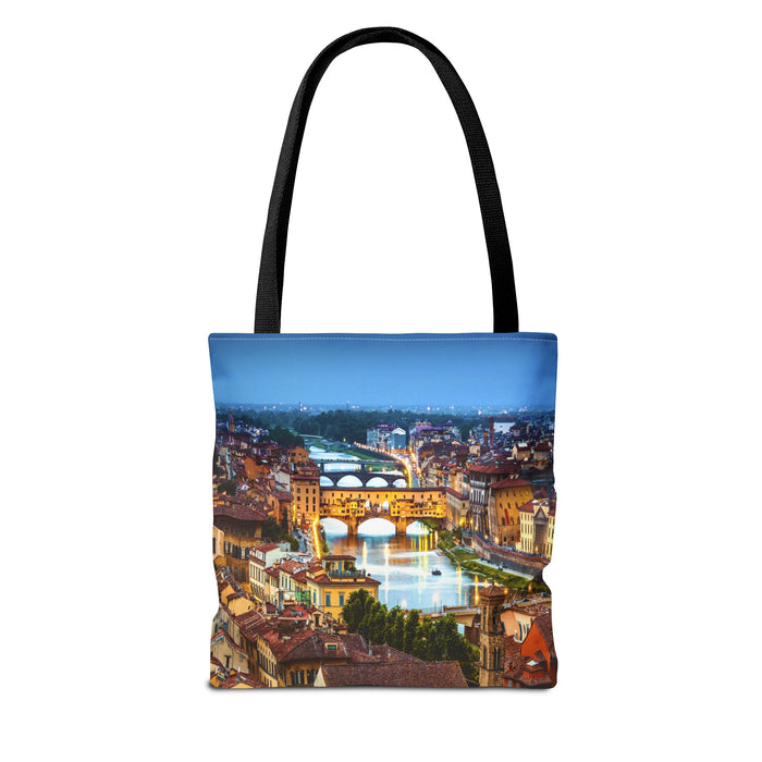 Florence II Cityscape Tote Bag — Ponte Vecchio Nightscape All-Over Print