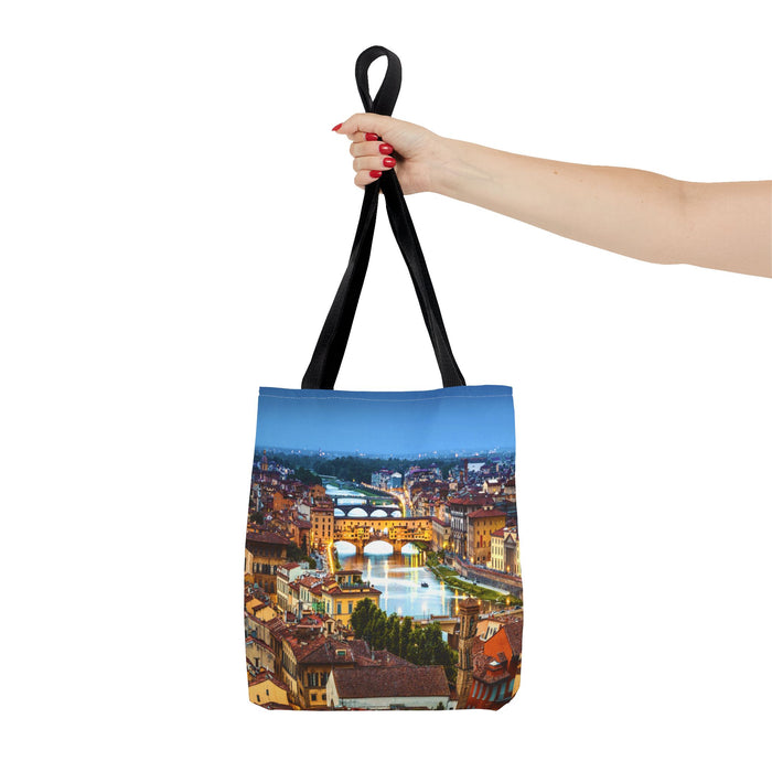 Florence II Cityscape Tote Bag — Ponte Vecchio Nightscape All-Over Print