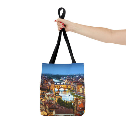 Florence II Cityscape Tote Bag — Ponte Vecchio Nightscape All-Over Print