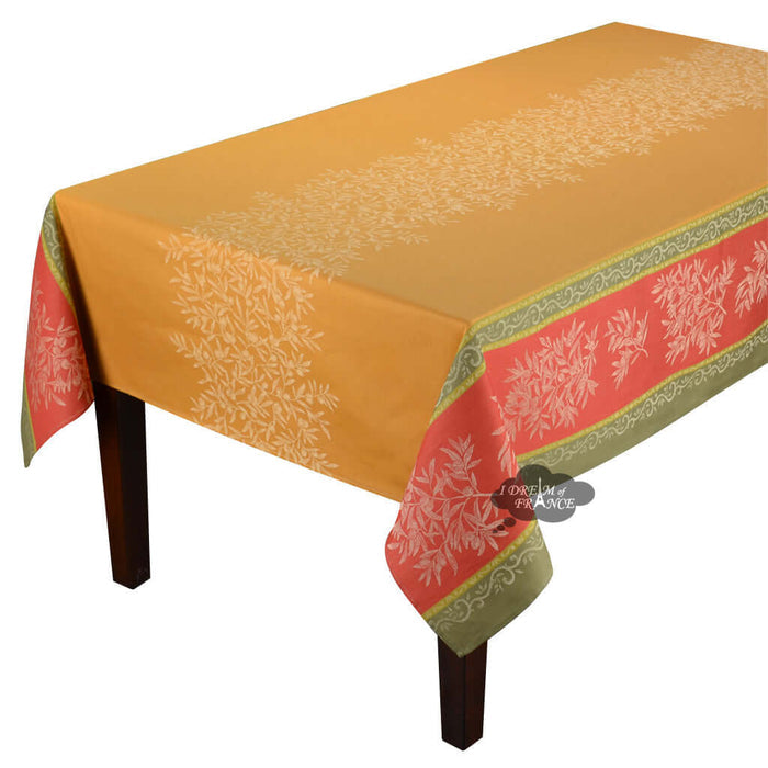 62x98" Rectangular Olive Red French Double Border French Jacquard Tablecloth by L'Ensoleillade