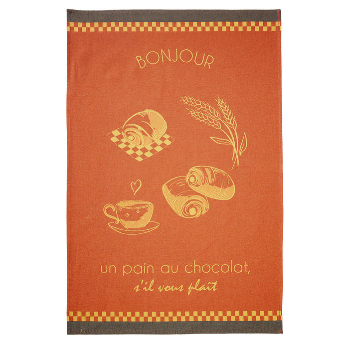 French kitchen towel - Jacquard cotton - Reversible - Pain au chocolat | Coucke