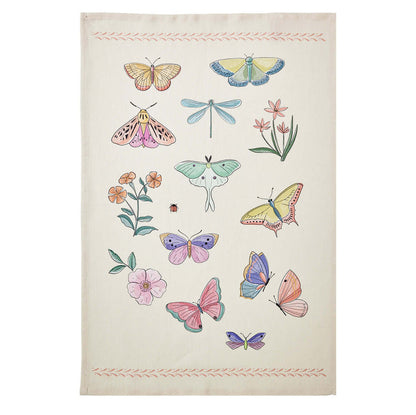 The Butterflies (Les Papillons) French Linen Cotton Blend Dish Towel by Coucke