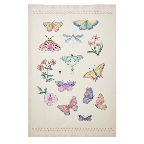 The Butterflies (Les Papillons) French Linen Cotton Blend Dish Towel by Coucke