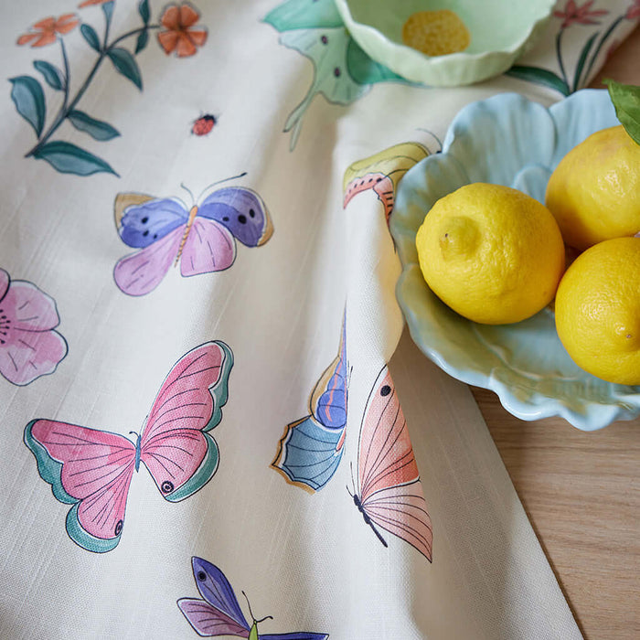The Butterflies (Les Papillons) French Linen Cotton Blend Dish Towel by Coucke