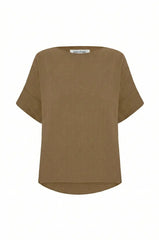 Gemma Short Sleeve Round Neck Top Khaki