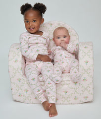 The Footie Pajama - Light Pink Trellis