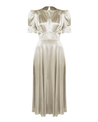 1940s 'Girl Friday' Midi Dress - Oyster Satin