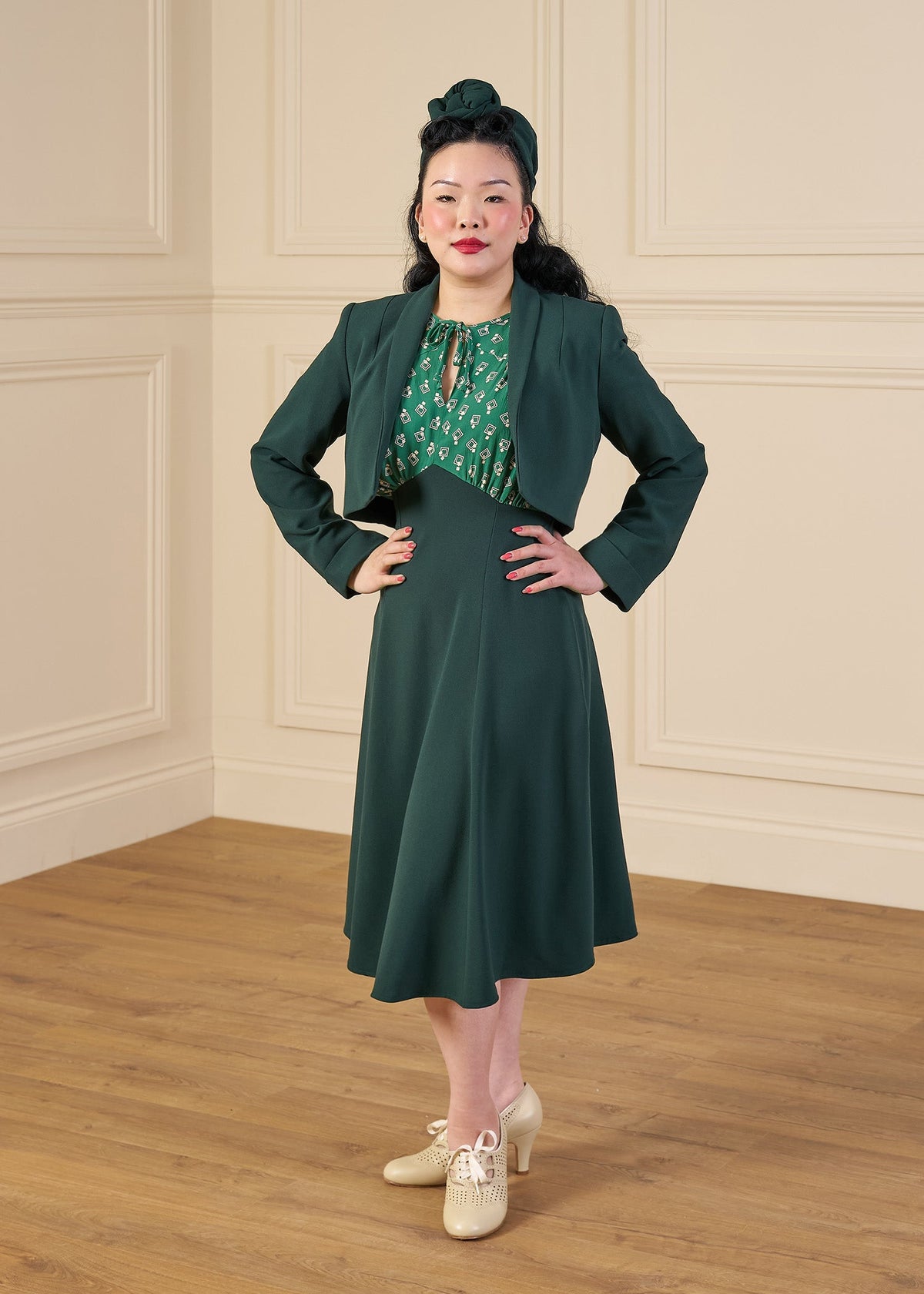 1940s Goodwood Grable Ensemble - Dia Deco Emerald
