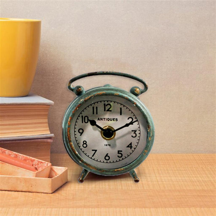 Green Antique Iron Table Clock