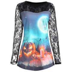Halloween Night Lace Panel Shirt