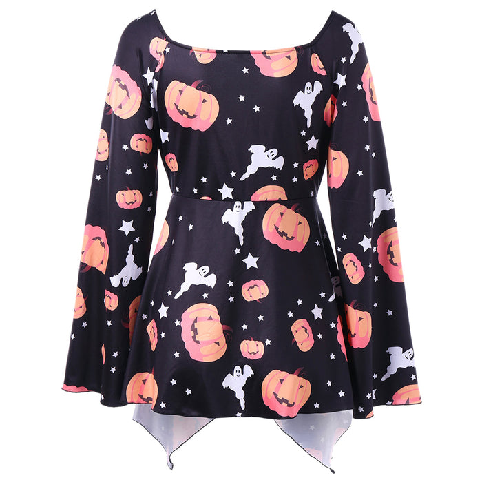 Halloween Pumpkin Print Shirt