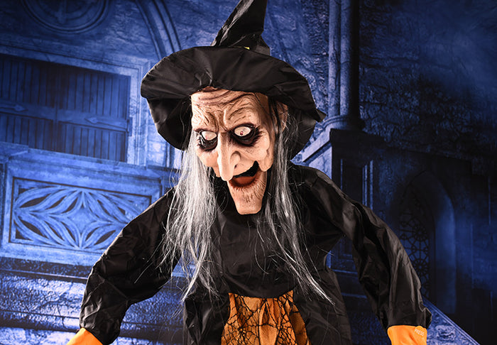 Halloween Talking & Light Up Eyes Hanging Witch