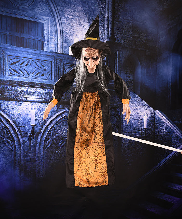 Halloween Talking & Light Up Eyes Hanging Witch