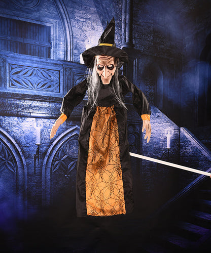 Halloween Talking & Light Up Eyes Hanging Witch