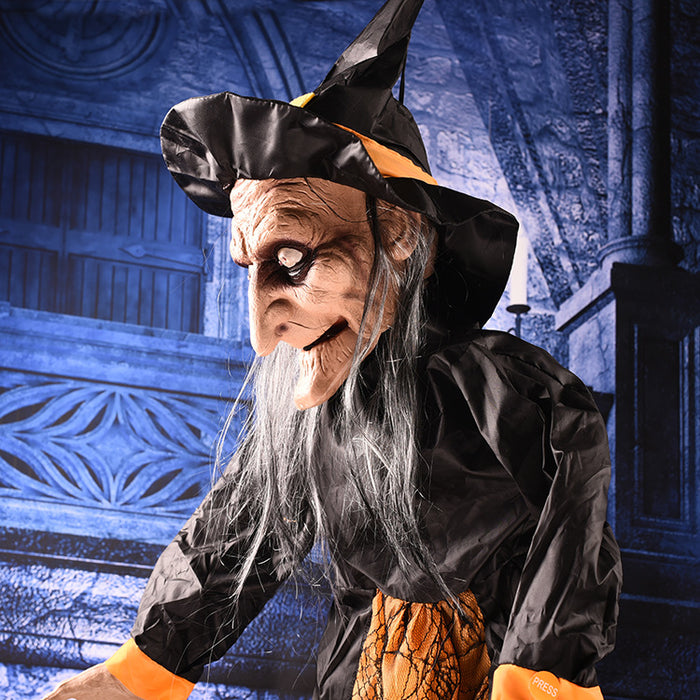 Halloween Talking & Light Up Eyes Hanging Witch