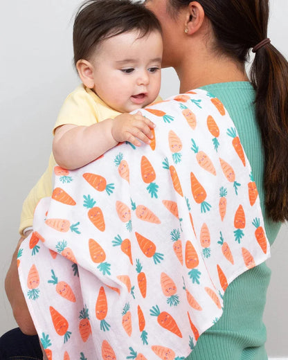 Happy Carrot Organic Cotton Muslin Cloths 3 Pack – Baby Muslin Squares - Kite