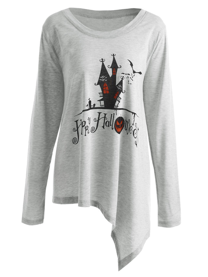 Happy Halloween Long Asymmetric T-shirt
