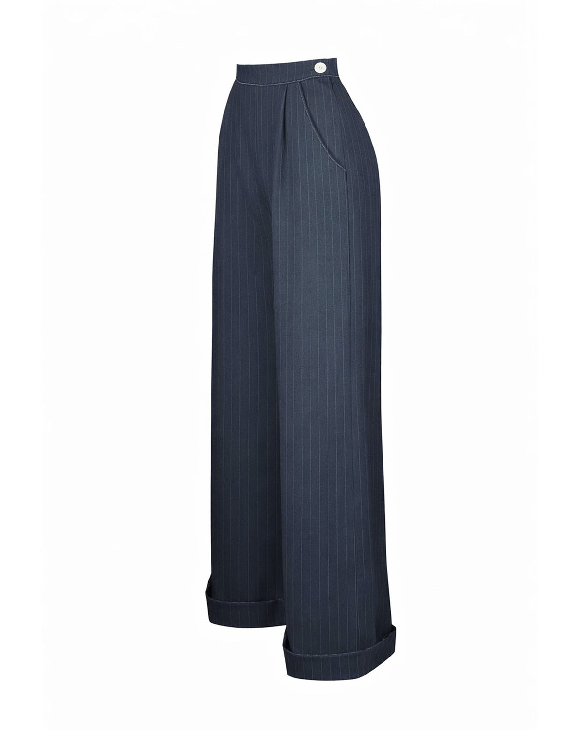 1940s Hepburn Pleated Trousers - Pinstripe