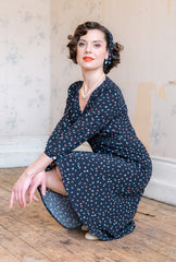 1940s Vera Tea Dress - Ocean Pearl
