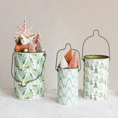 Holiday Metal Buckets Green