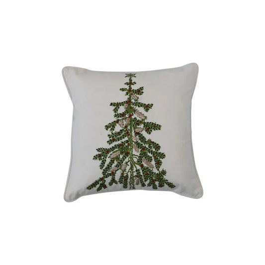 Holiday Tree Embroidered Pillow