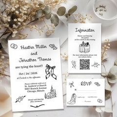 Illustrated Wedding Invitation Template Editable Invitation Corjl Digital Download