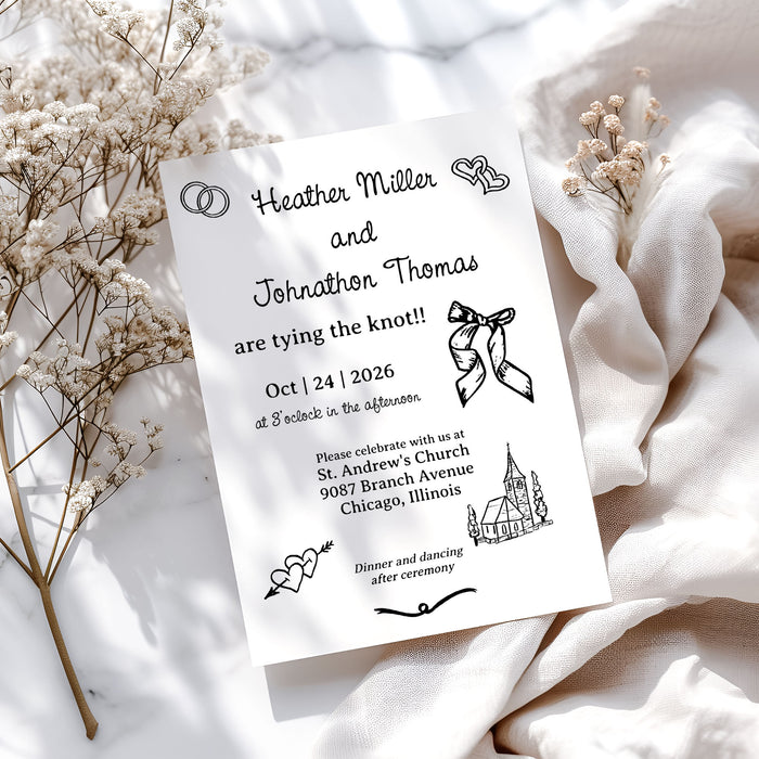 Illustrated Wedding Invitation Template Editable Invitation Corjl Digital Download