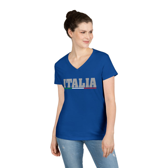 Italia Women's V-Neck Shirt - Royal Blue 2XL