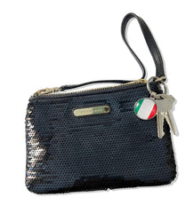 Italian Flag Circle Keychain in Silver
