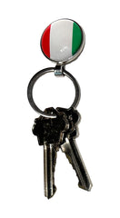 Italian Flag Circle Keychain in Silver