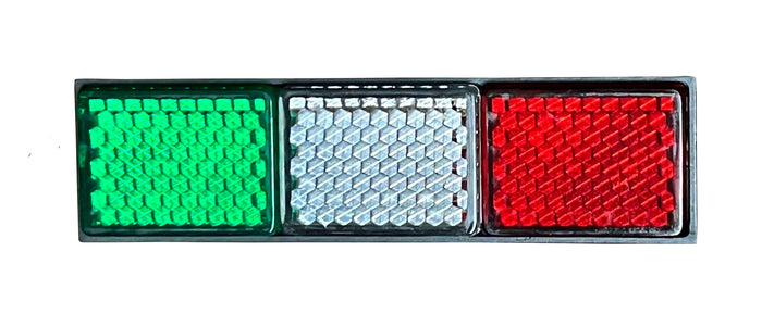 Tri-color LED light panel featuring green, white, and red illuminated sections with a textured prism surface for enhanced brightness and visibility. Ideal for decorative lighting, cultural displays, or Italian-themed retail environments