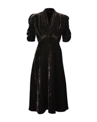 1930s Ivy Velvet Dress - Liquorice
