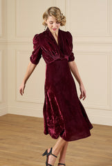 1930s Ivy Velvet Dress - Dusky Rose