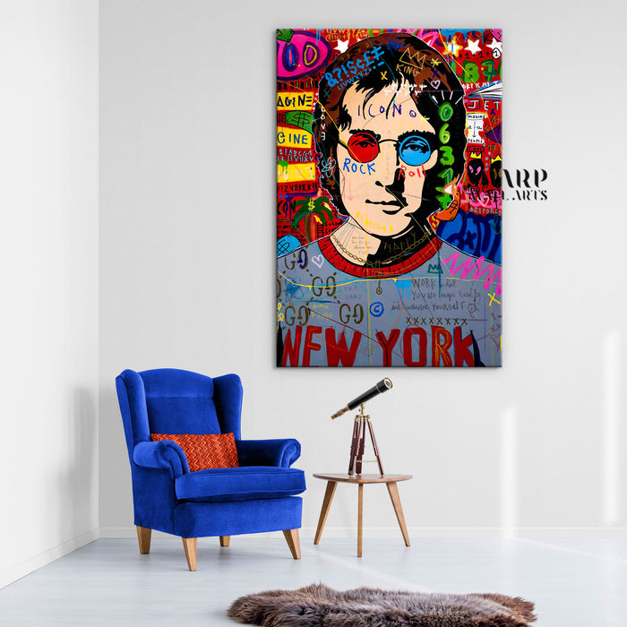 John Lennon Rock And Roll Icon Canvas Wall Art