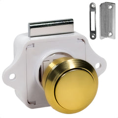 Keyless Push Button Latch, Polished Brass - FO91 - Five Oceans
