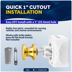 Keyless Push Button Latch, Polished Brass - FO91 - Five Oceans