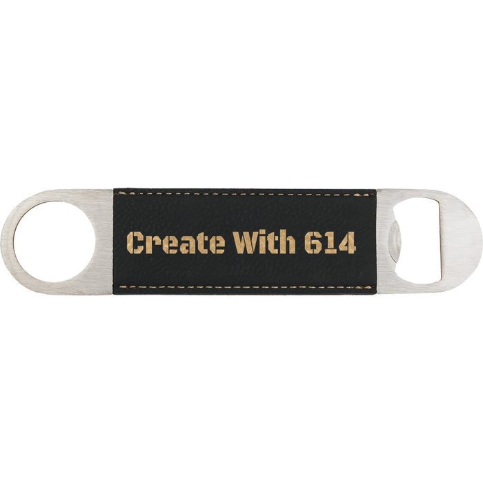 Laserable Leatherette Bottle Opener Black Gold | Create With 614