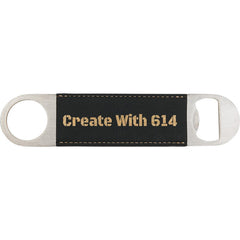 Laserable Leatherette Bottle Opener Black Gold | Create With 614