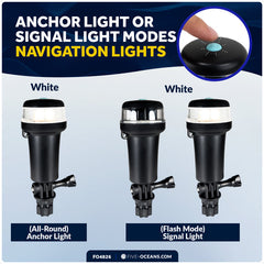 LED Anchor Navigation Light, Fold-Down, Rail Mount, Battery-Powered - 2NM - FO4826 - Five Oceans