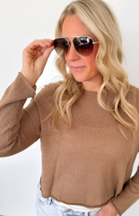 Lightweight Coffee Knit Pullover